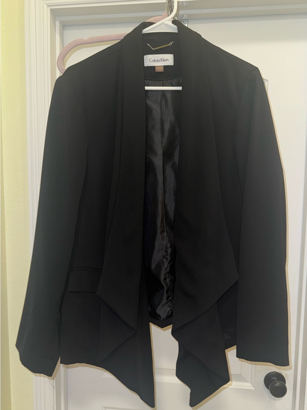 Calvin Klein Black Draped Open-Front Blazer